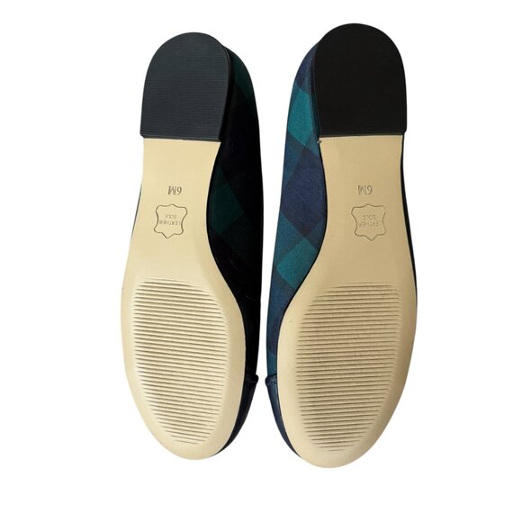 Talbots blair ballet flats indigo blue multi plaid women's size 6M leather sole - Picture 9 of 11